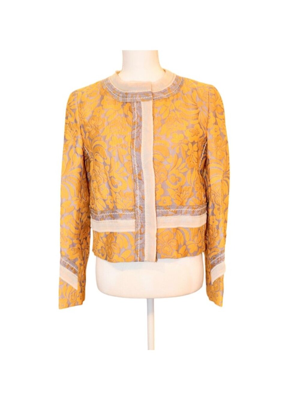 Prada Brocade Floral Jacket Gold & Lilac Womens Size 42 NWT